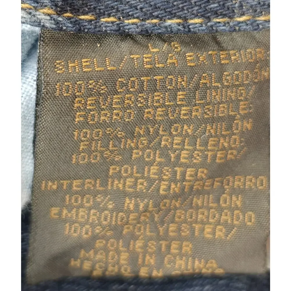 VTG Arizona Jeans Reversible Quilted Denim Jacket Men's Size Large Blue & Black